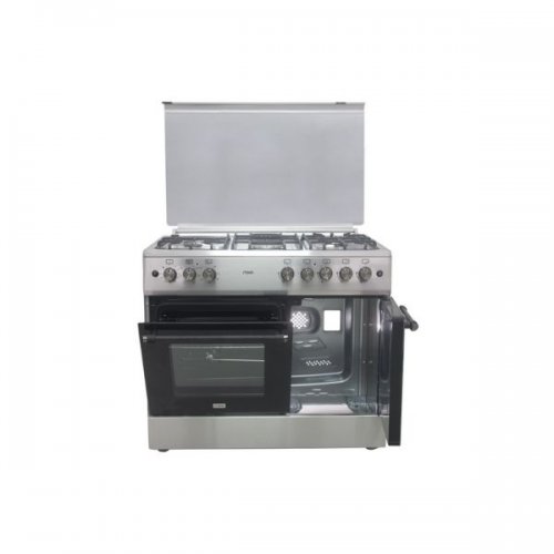 Mika Standing Cooker, 90cm X 60cm, 4 + 1, Electric Oven, With A Gas Compartment, Half Inox - MST90PU41HI/GCW