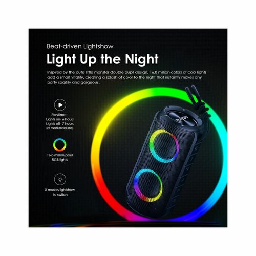 Oraimo Rover RGB Lights Bluetooth 5.3 Portable IPX5 Wireless Speaker