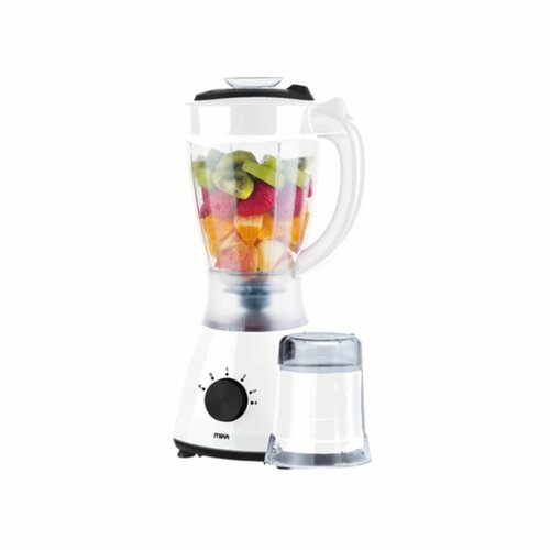 Mika 1.5L 2-in-1 Blender With Grinder, 1000W Power | White & Black MBLR302/WB
