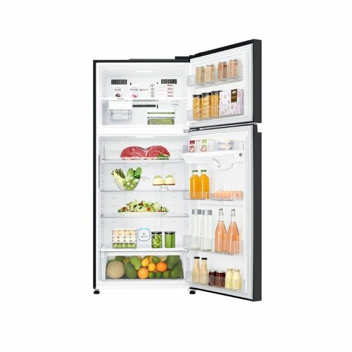 LG GN-C702SGGU 506L Top Freezer Double Door Fridge, Black Glass