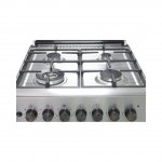 MIKA Standing Cooker, 60cm X 60cm, 4 Gas With WOK Burner, Electric Oven, Half Inox MST624HI/TS6W By Mika