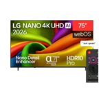 LG 75 Inch NANO 4K AI NU84 Smart TV 75NU840B6LA HDR10 Pro By LG