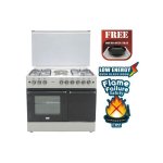 Mika Standing Cooker, 90cm X 60cm, 4 + 2, Electric Oven, With A Gas Cabinet Silver - MST90PU42SL/GCW6 By Mika