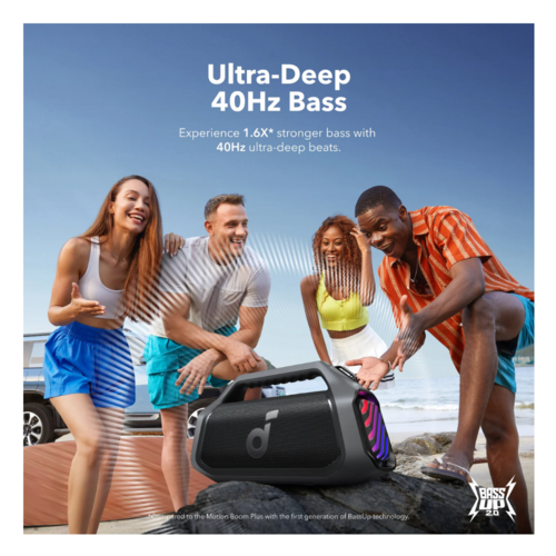 Anker Boom 2 Plus Waterproof Bluetooth Speaker, 140W Power, 24H Playtime, BassUp™ 2.0 – Perfect For Outdoor Adventures