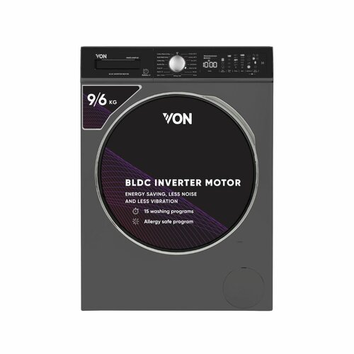 Von Front Load 9kg Washer & 6kg Dryer VAWD-906FVK- Silver