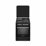 MIKA MST6060U31PFB Standing Cooker, 60cm X 60cm, 3Gas Pool Jet Burners + 1 RAPID Hot Plate, Auto Ignition, 4 Function Electric Oven, Rotisserie, Full Black By Mika