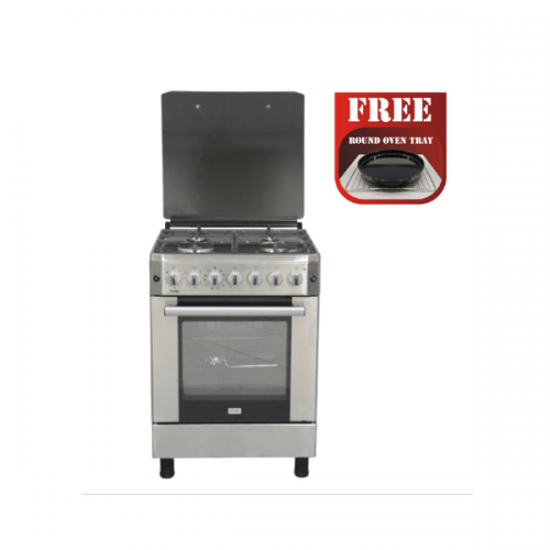 Mika Standing Cooker, 60cm X 60cm, 4 Gas, Electric Oven, Half Inox - MST614GHI/WOK By Mika