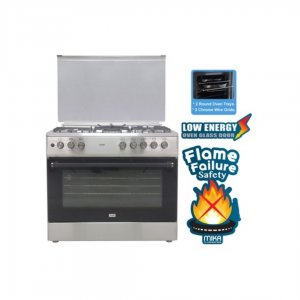 Image for MIKA Standing Cooker, 90cm X 60cm, 4 + 1, Electric Oven, Half Inox  MST90PU41HI/FOW