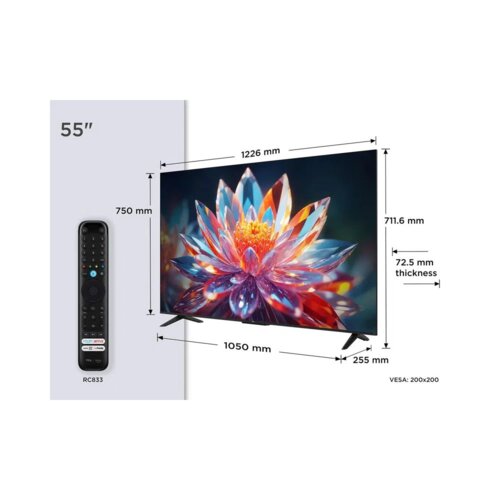 TCL 55 Inch QLED 4K Smart TV 55T6D - Dolby Atmos, Fire TV OS, HDR10 HLG