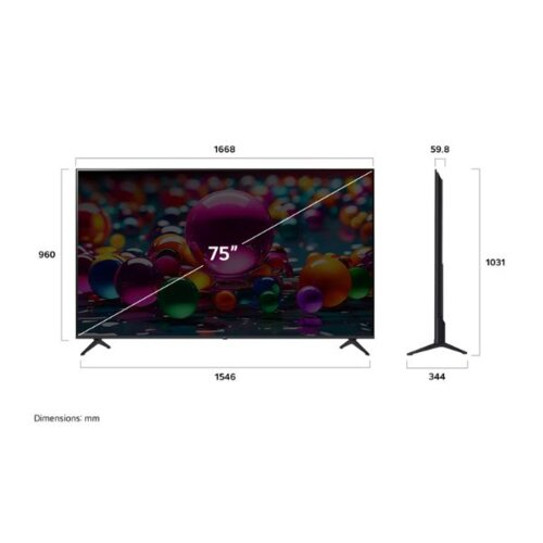 LG 75 Inch UHD 4K Smart TV HDR10 AI WebOS25 – 75UA80