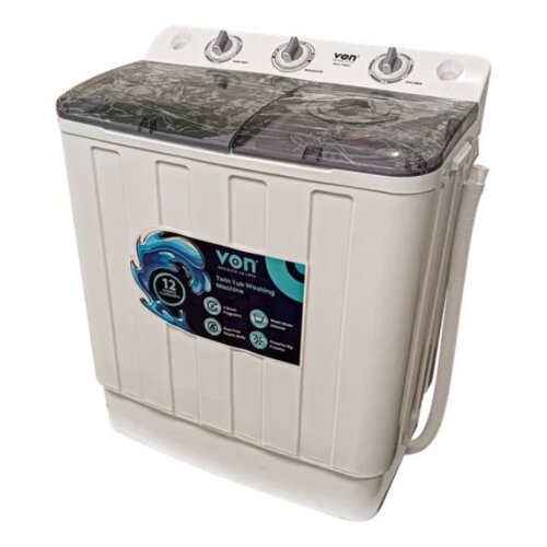 Von VALS-75BWY Twin Tub Washing Machine, White - 7.5KG