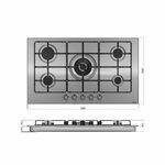 MIKA MGH91502FXW Built-In Gas Hob, 90cm, 5 Gas With WOK, S.S By Mika