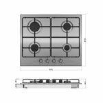 MIKA MGH61404FXW Built-In Gas Hob, 60cm, 4 Gas With WOK, S.S By Mika