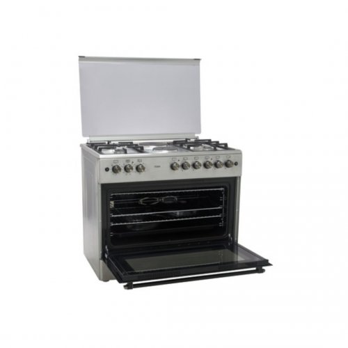 MIKA Standing Cooker, 90cm X 60cm, 4 + 2, Electric Oven, Half Inox  MST90PU42HI/HC