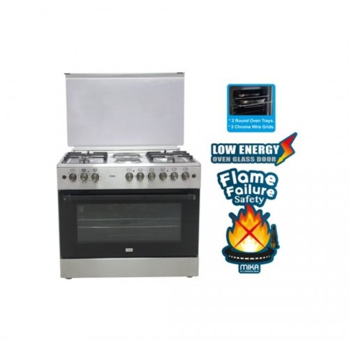 MIKA Standing Cooker, 90cm X 60cm, 4 + 2, Electric Oven, Half Inox  MST90PU42HI/HC