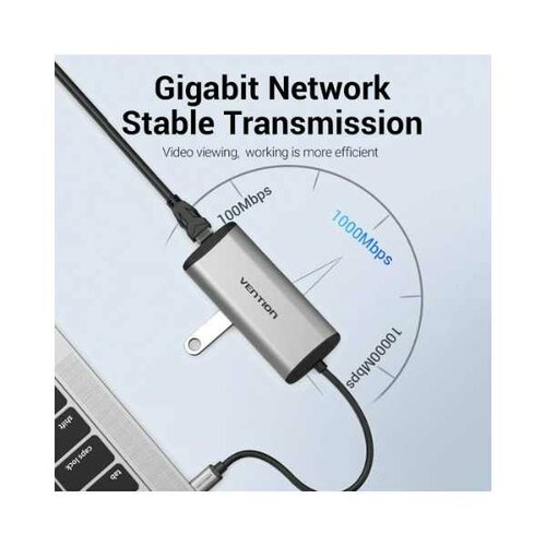 VENTION TYPE C TO MULTI-FUNCTION 9 IN 1 DOCKING STATION TYPE C TO USB 3.0 (3 PORTS) + GIGABIT EITHERNET + HDMI + SD & TF CARD READER + 3.5MM AUDIO + TYPE C PD