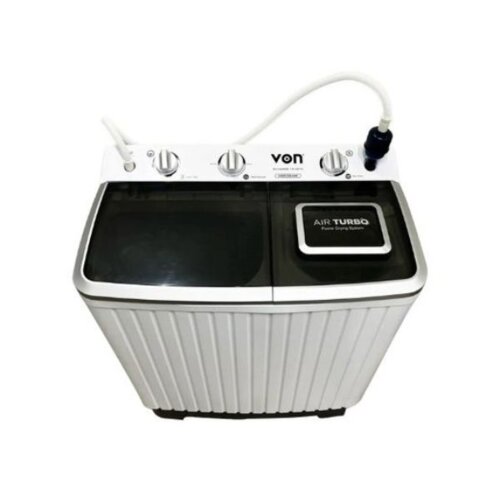 Von VWM-08AHK Twin Tub Washing Machine, White - 8KG