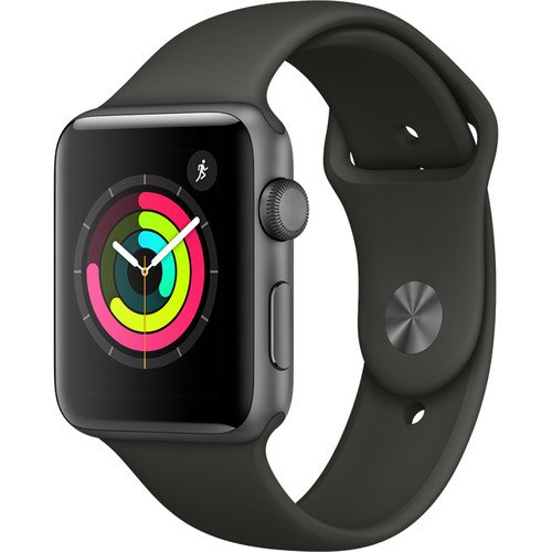 Apple Watch Series 3 42mm Smartwatch (GPS Only, Space Gray Aluminum Case, Gray Sport Band By Apple