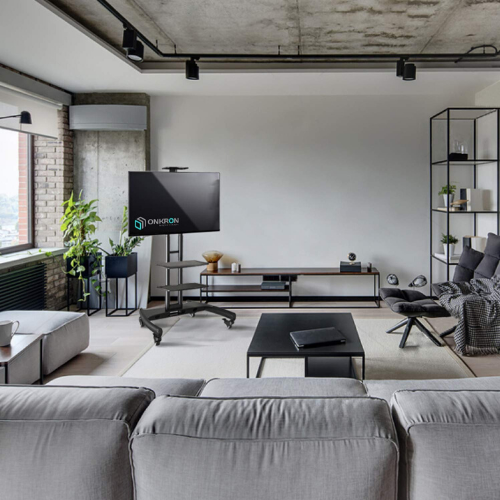 ONKRON Mobile TV Trolley/cart For 32 To 65” Flat Screens Up To 45 Kg TS15-62/TS1562 Black/movable Tv Stand