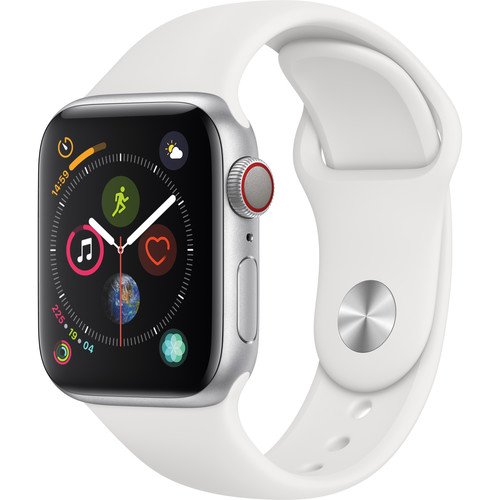 Apple Watch Series 4 (GPS Only, 40mm, Silver Aluminum, White Sport Band) By Apple