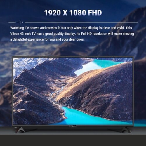 Vitron 43-Inch Smart Android TV Full HD, Black (2025 Model) – Bluetooth Enabled, Model Number: HTC4388FS