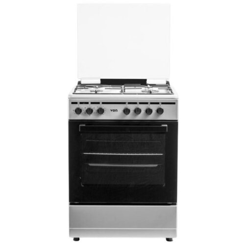 VON Cooker 4 Gas + Electric Oven - VCF664061FSX Cast Iron Semi Inox By Von