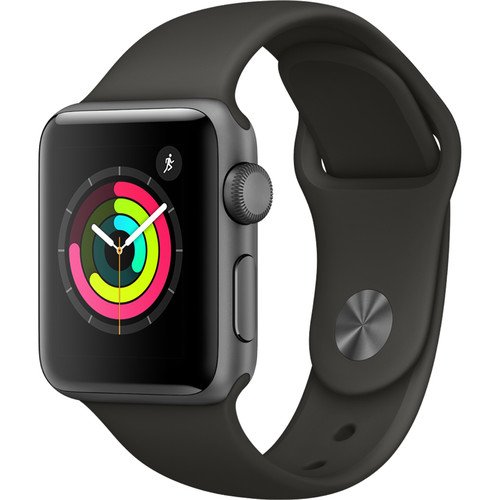 Apple Watch Series 3 38mm Smartwatch (GPS Only, Space Gray Aluminum Case, Gray Sport Band) By Apple