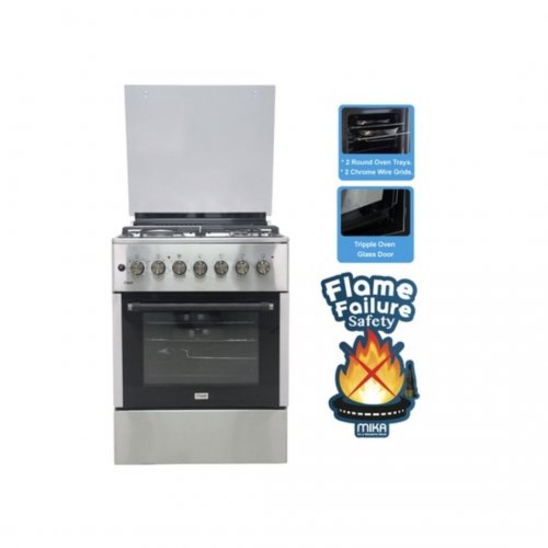 MIKA Standing Cooker, 60cm X 60cm, 3 + 1, Electric Oven, Half Inox MST6231HI/TR6 By Mika