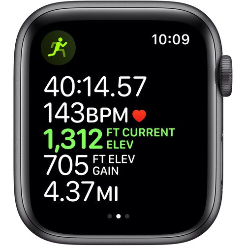 Apple Watch Series 5 (GPS + Cell, 44mm, Space Gray Aluminum, Black Sport Band)