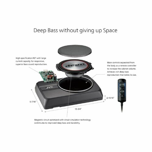JVC CW-DRA8 Compact Powerful Subwoofer 250-watt Class D Amplifier