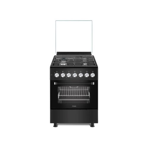 MIKA Standing Cooker 60cm X 60cm - 3 Gas + 1 Electric Cooker Matt Black MST62F31E4BL