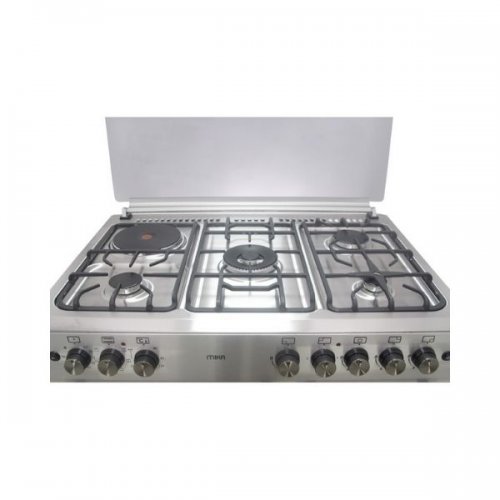 Mika Standing Cooker, 90cm X 60cm, 4 + 1, Electric Oven, With A Gas Compartment, Half Inox - MST90PU41HI/GCW By Mika