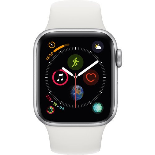 Apple Watch Series 4 (GPS Only, 40mm, Silver Aluminum, White Sport Band)
