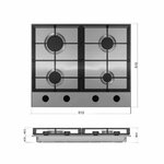 MIKA MGH61405FBGW Built-In Gas Hob, 60cm, 4 Gas With WOK, Glass By Mika