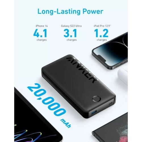 Anker 20K 15W Power Bank – Fast Charging, 20000mAh Capacity