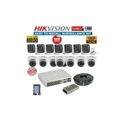 Hikvision 16 HD 2MP CCTV Cameras Complete System Package-(With 4TB HDD +400M Cable + 16 Channel DVR + 5M HDMI Cable)