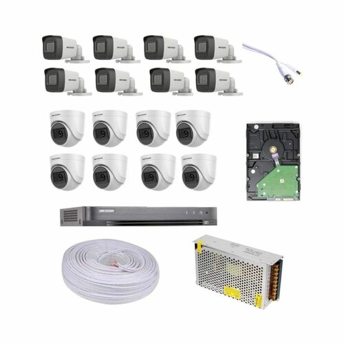 Hikvision 16 HD 2MP CCTV Cameras Complete System Package-(With 4TB HDD +400M Cable + 16 Channel DVR + 5M HDMI Cable)