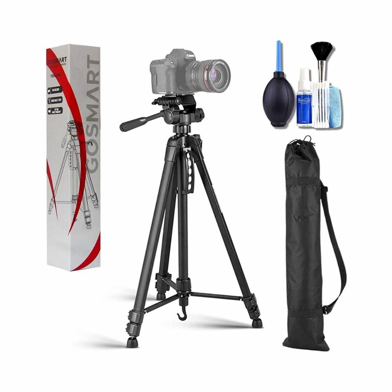 GOSMART TR662AN Portable Aluminum Professional 3Way Pan/Tilt Head Tripod With Bag, For DSLR And