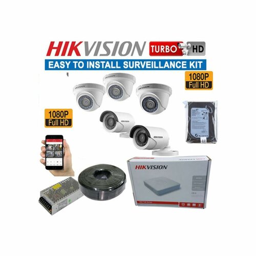 Hikvision 4 Channel 1080P Full HD 2MP CCTV Cameras Kit With 500GB HDD