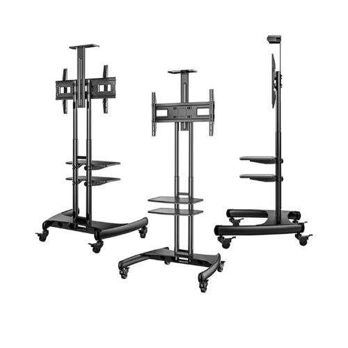 ONKRON Mobile TV Trolley/cart For 32 To 65” Flat Screens Up To 45 Kg TS15-62/TS1562 Black/movable Tv Stand