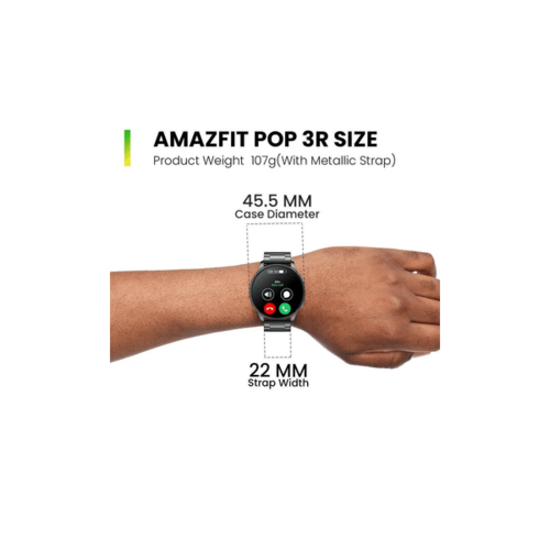 Amazfit Pop 3R Smart Watch: AMOLED Display, 24/7 Heart Rate Tracking