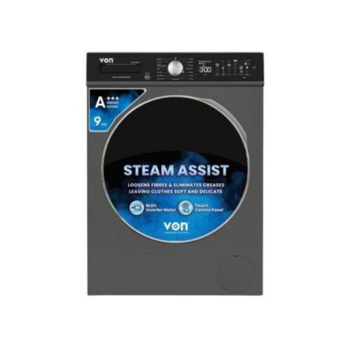 Von 9kg Front Load Washing Machine VALW-09FVK Silver - 9KG
