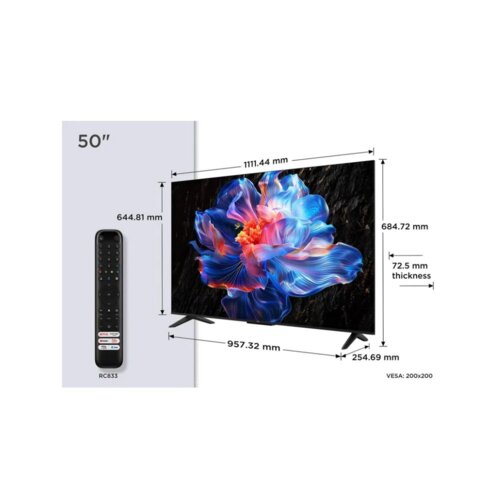 TCL 50 Inch 4K QLED Smart TV With Dolby Atmos And Google TV - 50T6D (2026 Model)