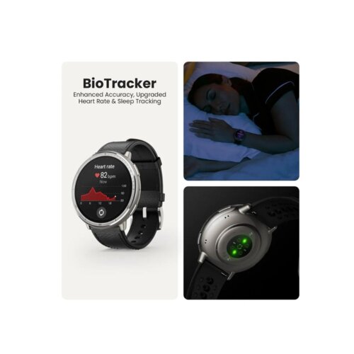 Amazfit Active2 Premium Black Leather Smart Watch – 10-Day Battery Life