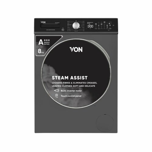 Von  8kg Front Load Washing Machine VALW-08FVK Silver