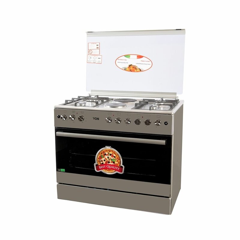 Von F9E50E2/ F9E42G2.IL.S/ VAC9F042WX 4 Gas + 2 Electric Cooker - Stainless Steel by Von — view 2