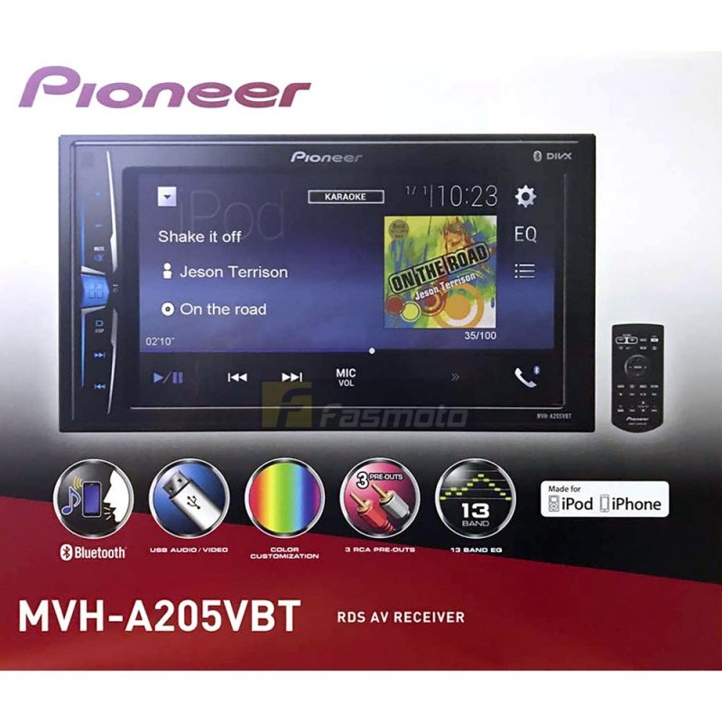 Pioneer MVH-A205VBT 6.2" Double DIN Bluetooth USB IPhone Control (NO DVD/CD) by Car Radio