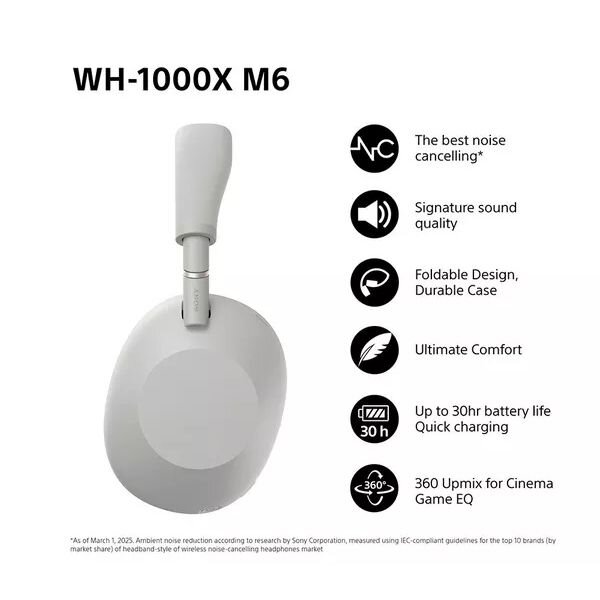 Sony WH-1000XM6 Wireless Headphones  Noise Cancelling, by Sony — view 4