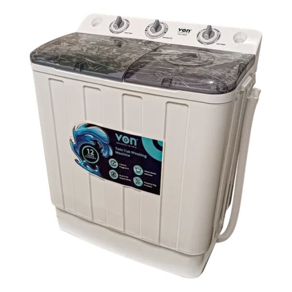 Von VALS-75BWY Twin Tub Washing Machine, White - 7.5KG by Other