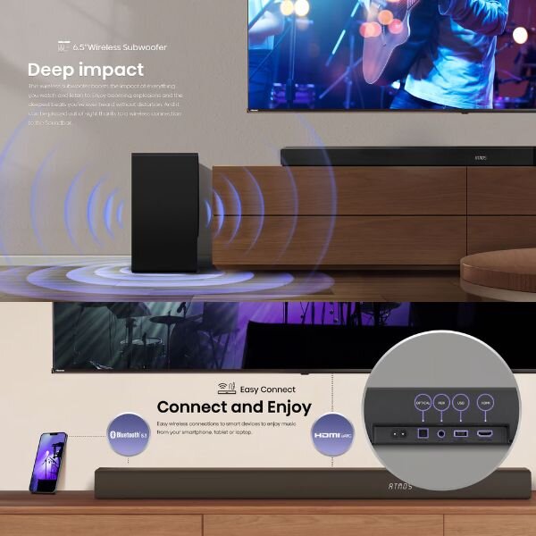 Hisense 580 Watts AX5100Q  5.1 Channel Dolby Atmos Soundbar by Hisense — view 5